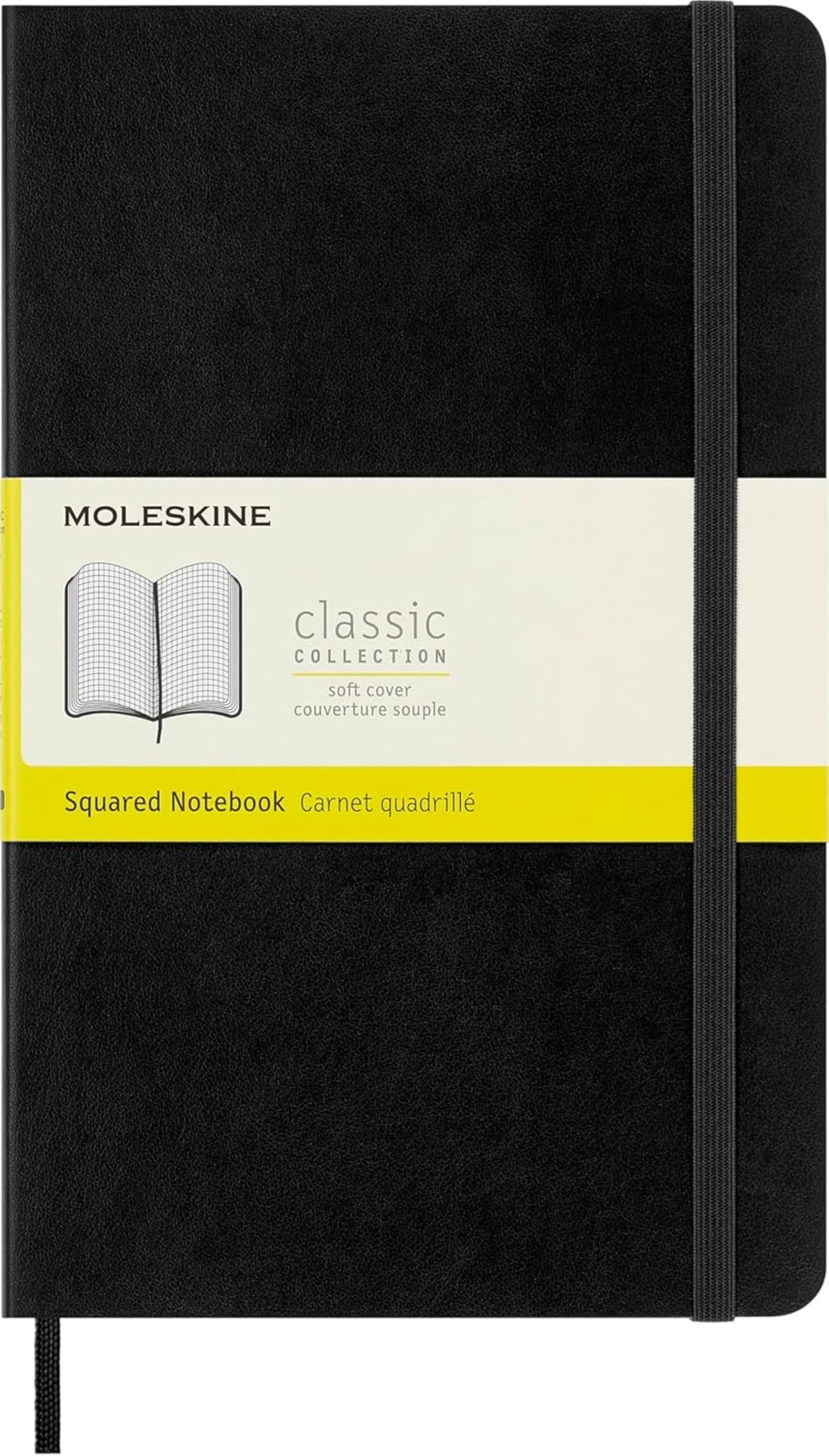Classic Notebook, Soft Cover, Large (5&Prime; x 8.25&Prime;) Squared/Grid, Black, 240 Pages