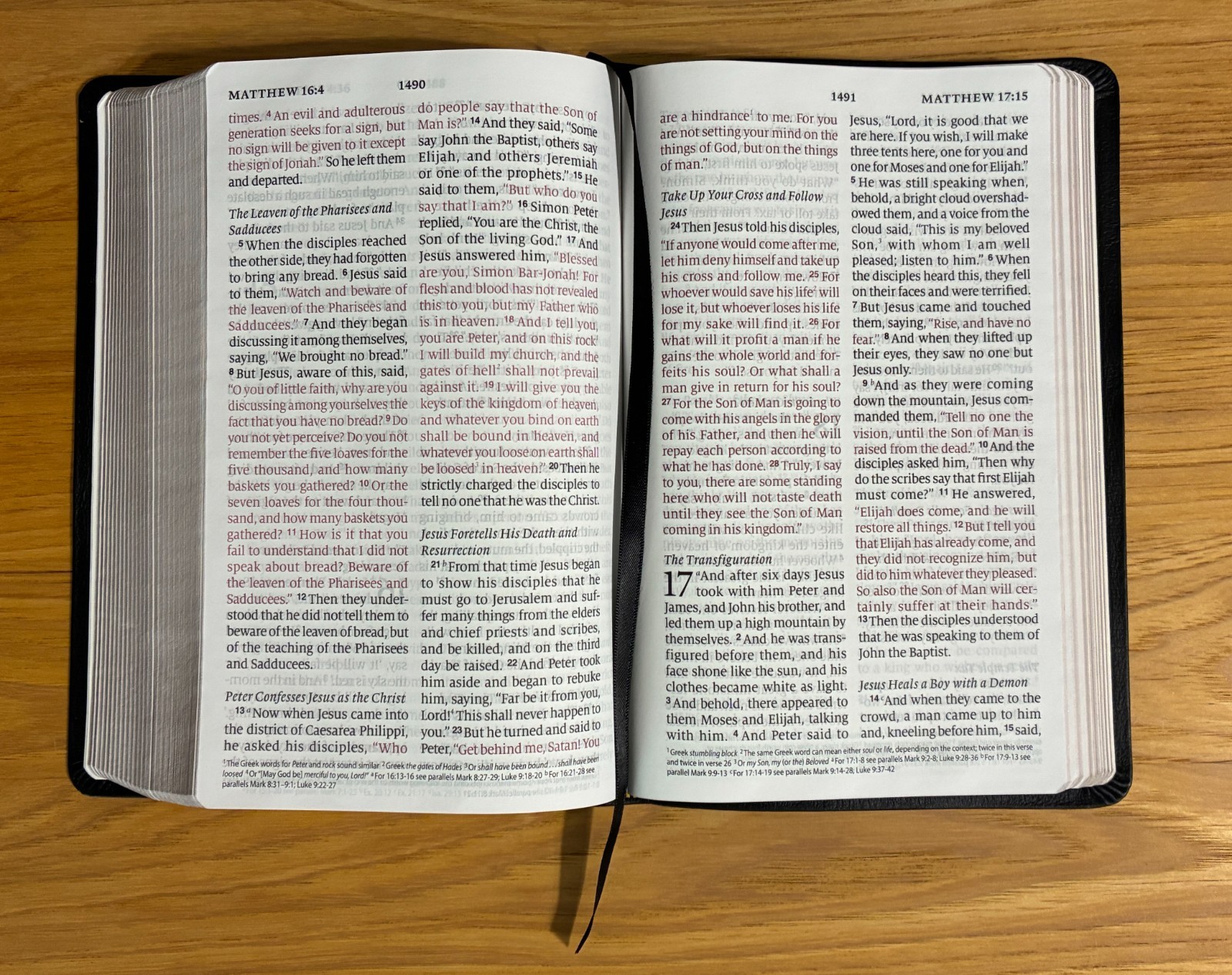 ESV Large Print Personal Size Bible. Red Letter. Genuine Leather, Black
