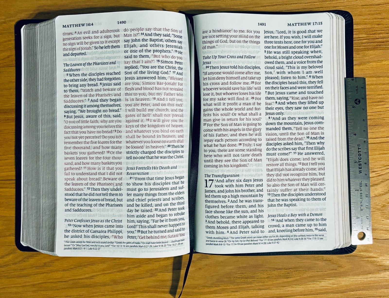 ESV Large Print Personal Size Bible. Red Letter. Genuine Leather, Black