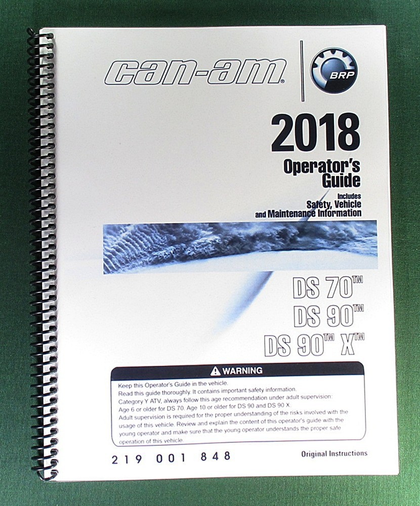 2018 Can-Am DS 90 Owner&rsquo;s Manual: 156 Pages & Protective Covers!