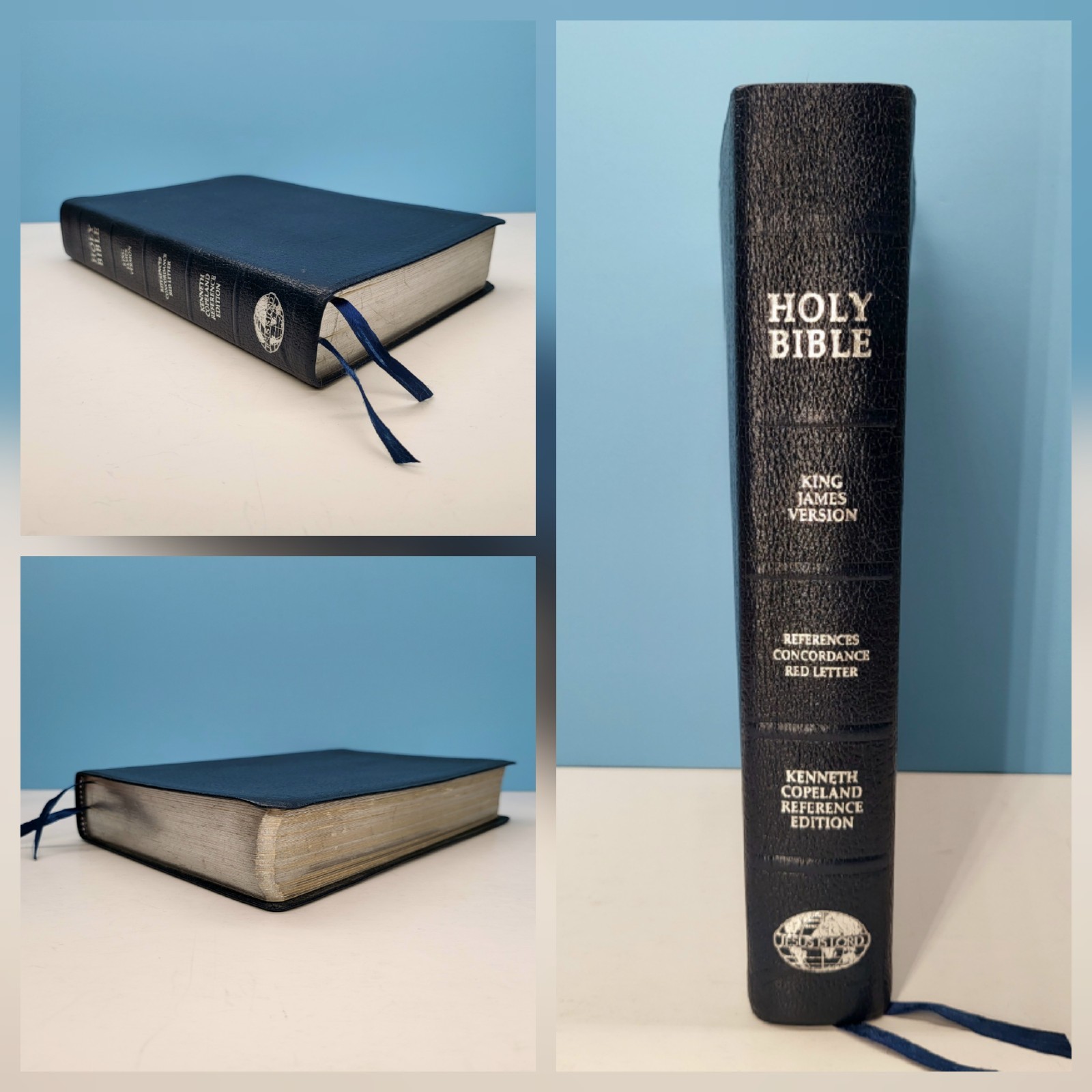 Kenneth Copeland Bible 1991 Genuine Leather Navy Blue Reference Concordance KJV