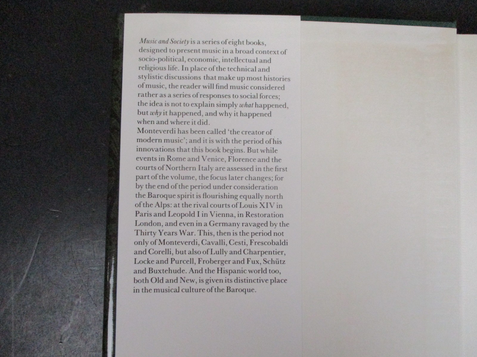 Lot 2 Music and Society Early & Late Baroque Era 1660s-1740 Hardcover HCDJ