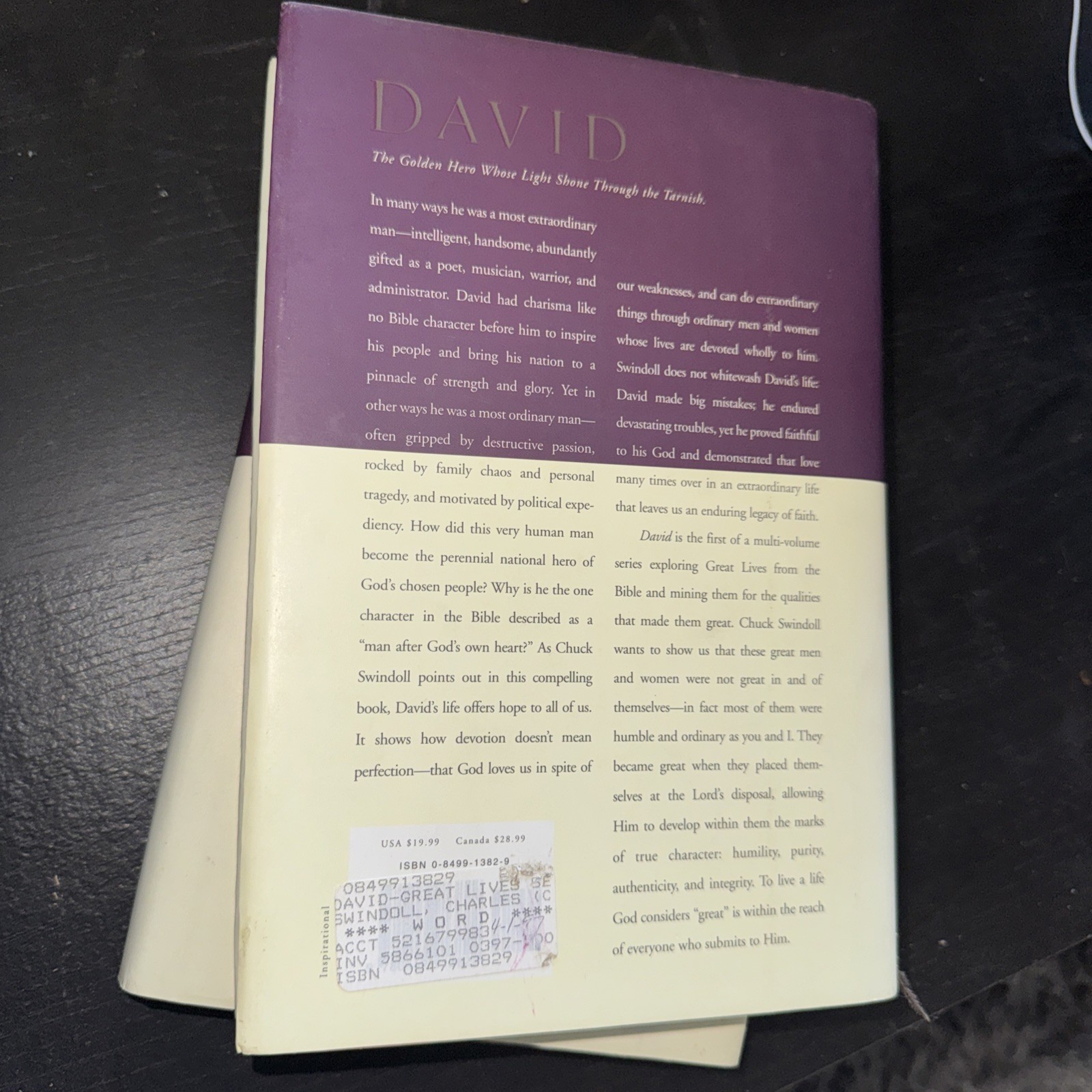 David : A Man of Passion and Destiny by Charles R. Swindoll (1997, Hardcover)