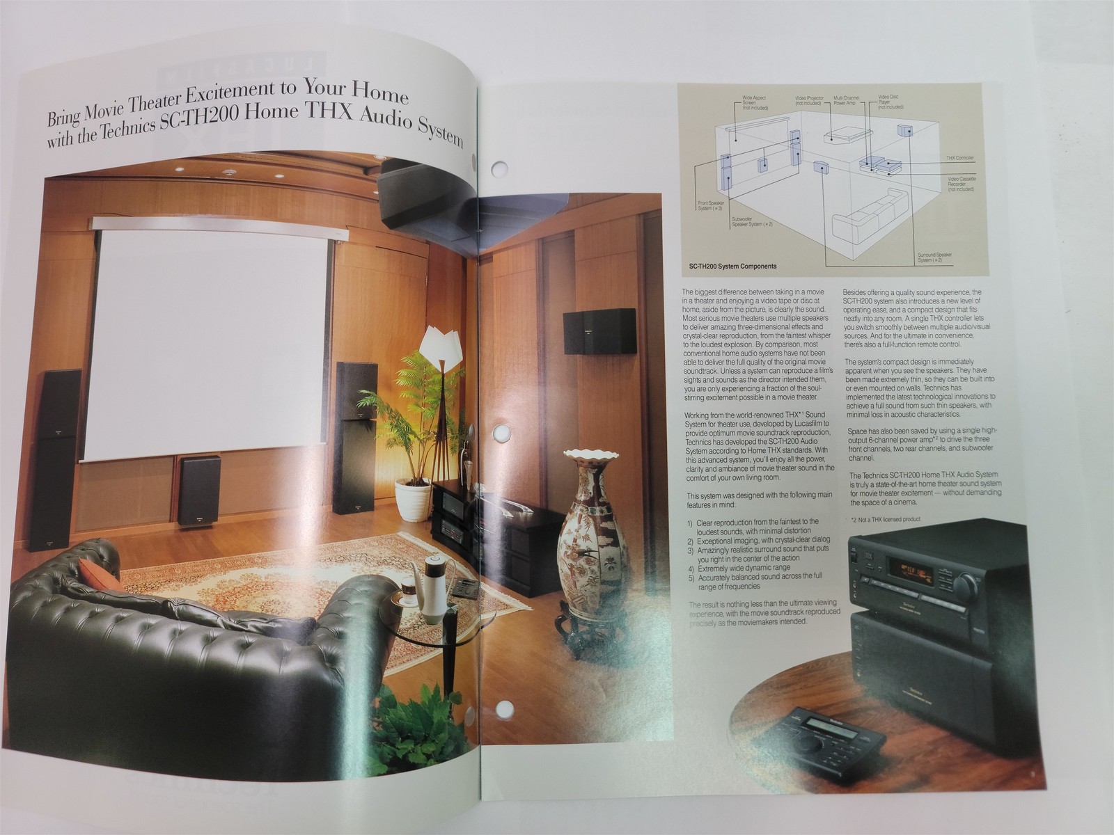 1990&rsquo;s Technics SC-TH200 Home THX Audio System Brochure Specs Lucasfilm SH-TX200