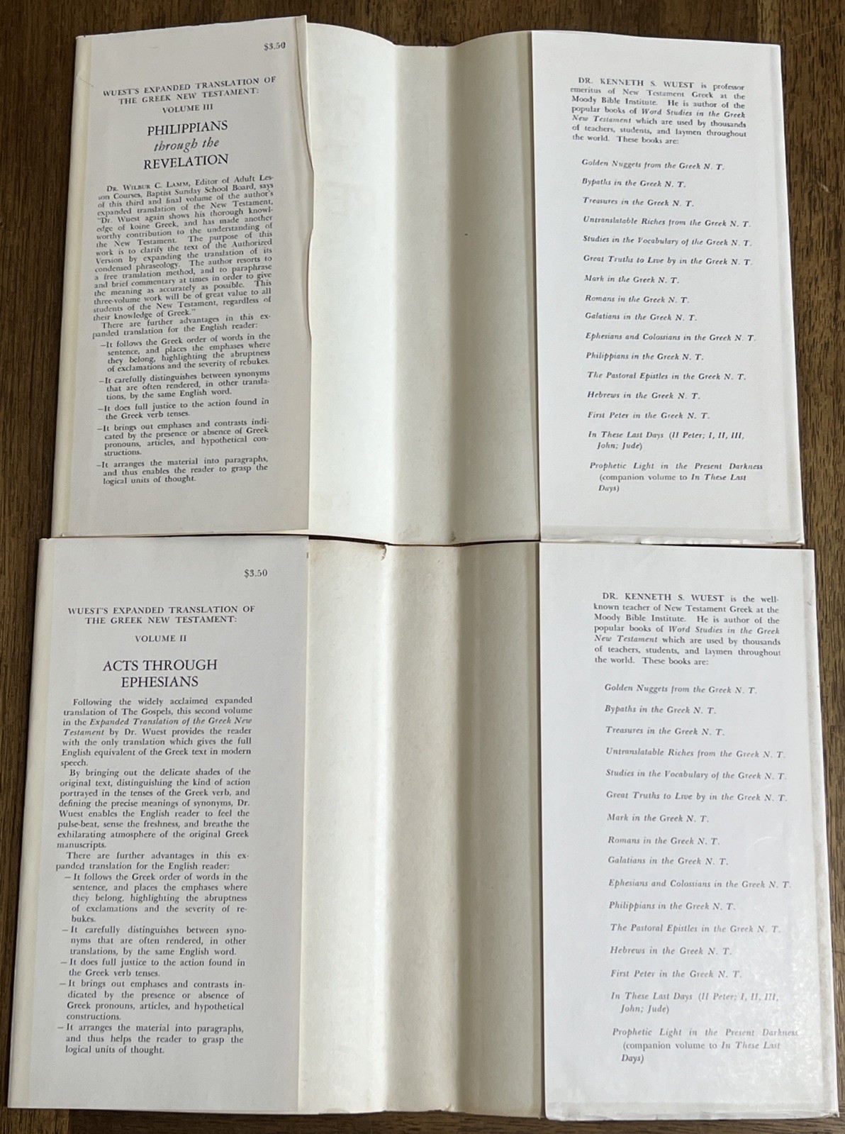 Philippians Through the Revelation + Acts Through Ephesians Kenneth S. Wuest HC