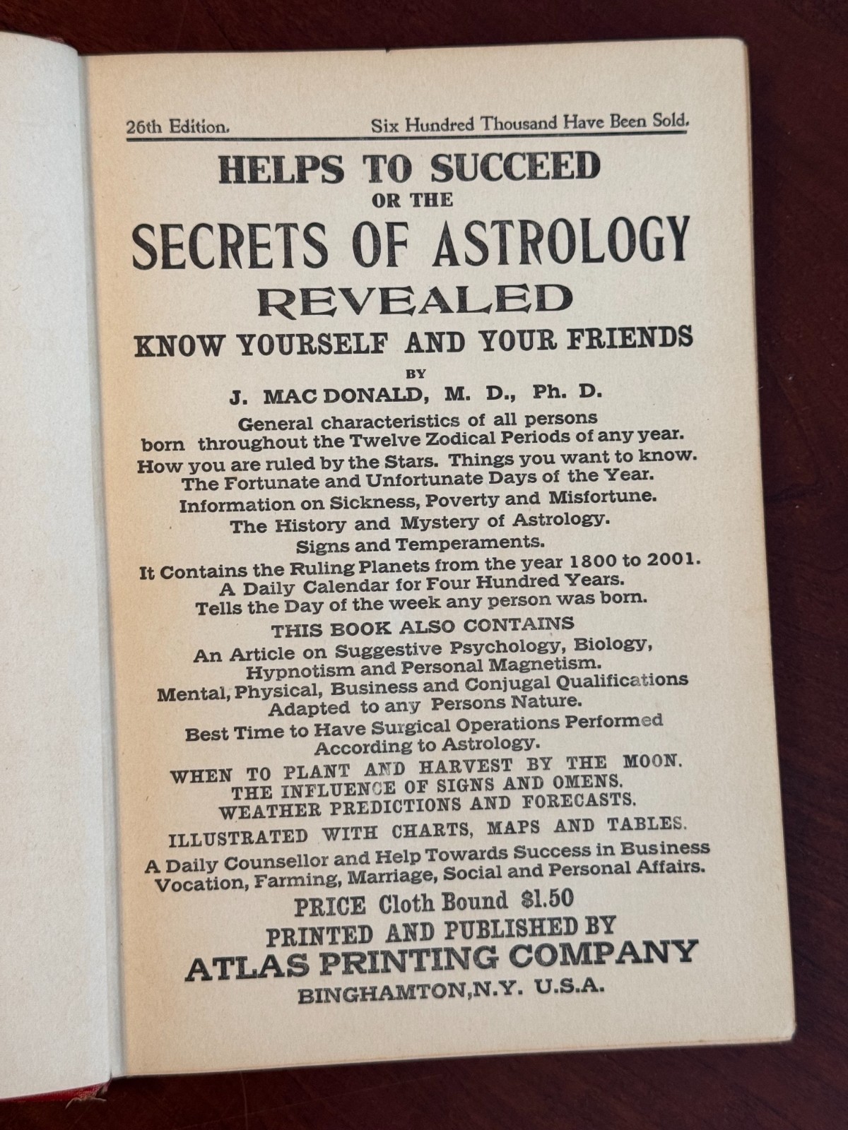 vtg 1923 book SECRETS OF ASTROLOGY REVEALED ills CHARTS+ MacDonald HC Rare 1920s