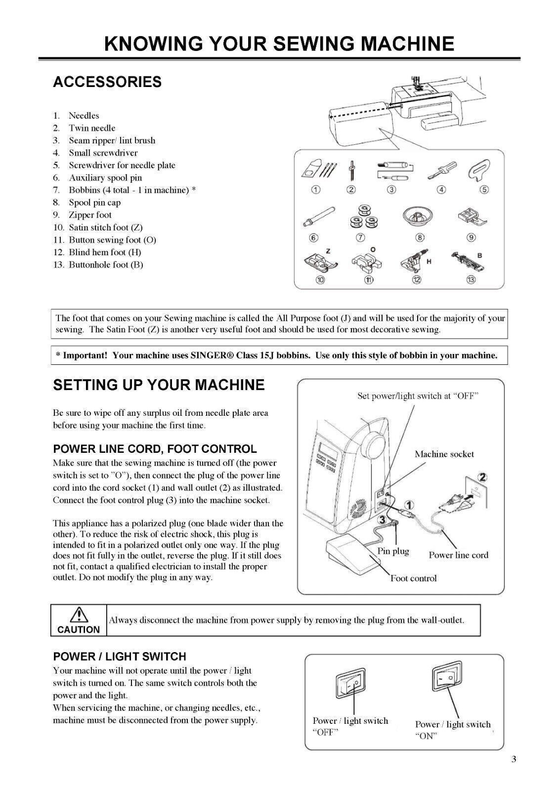 SINGER SC220 Sewing Machine User Manual Operation Guide [DURABLE BINDING]