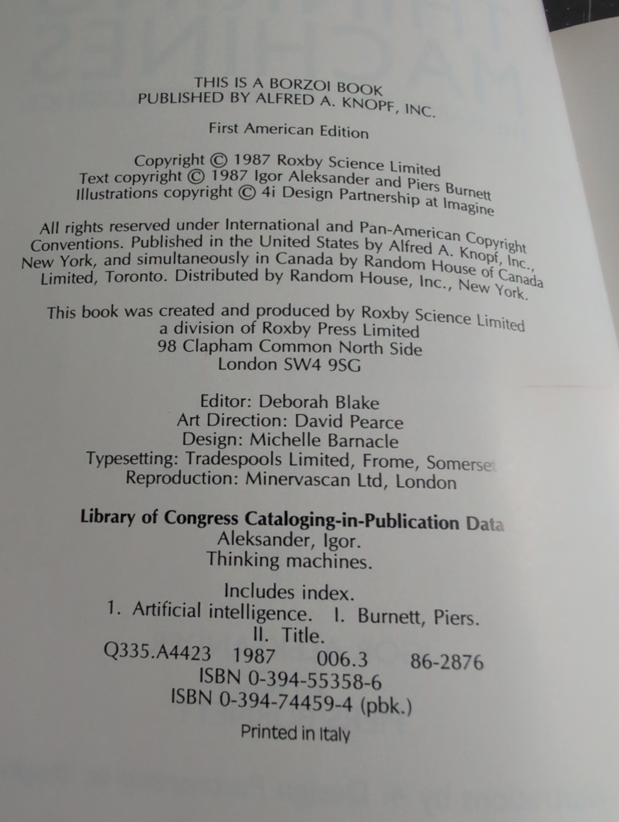 1987 (1st America Ed) THINKING MACHINES search artificial intelligence #COMPUTER