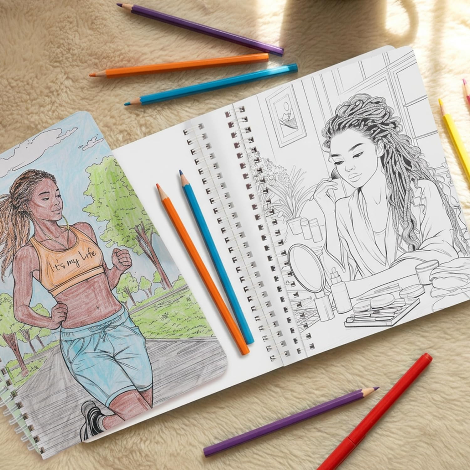 Women&rsquo;S Coloring Book 30 Pages Black Girls Coloring Books for Adults to Relax an