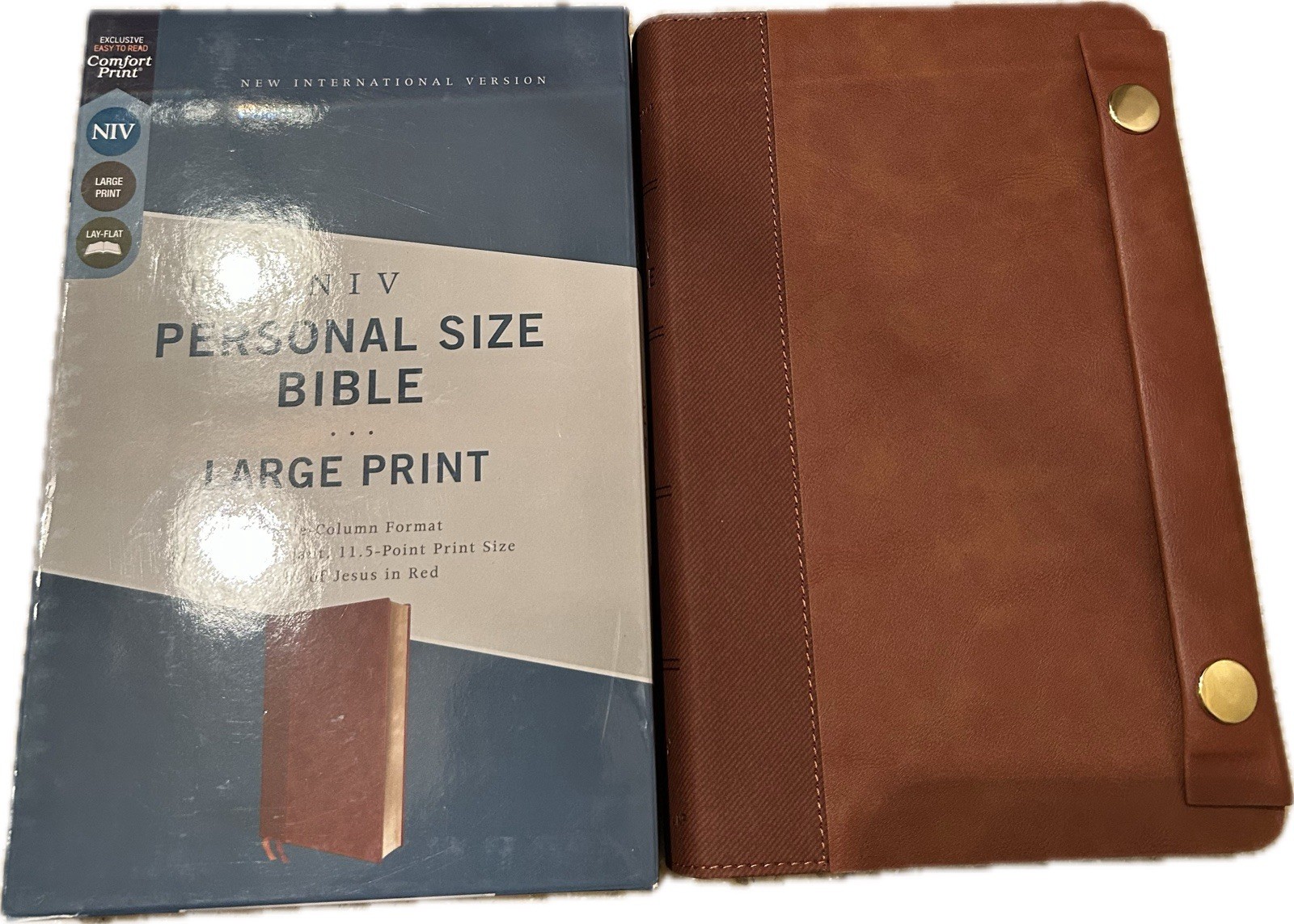 SNAP CLOSURE NIV LARGE PRINT(11.5pt) Premium Personal Bible, Brown Leathersoft,