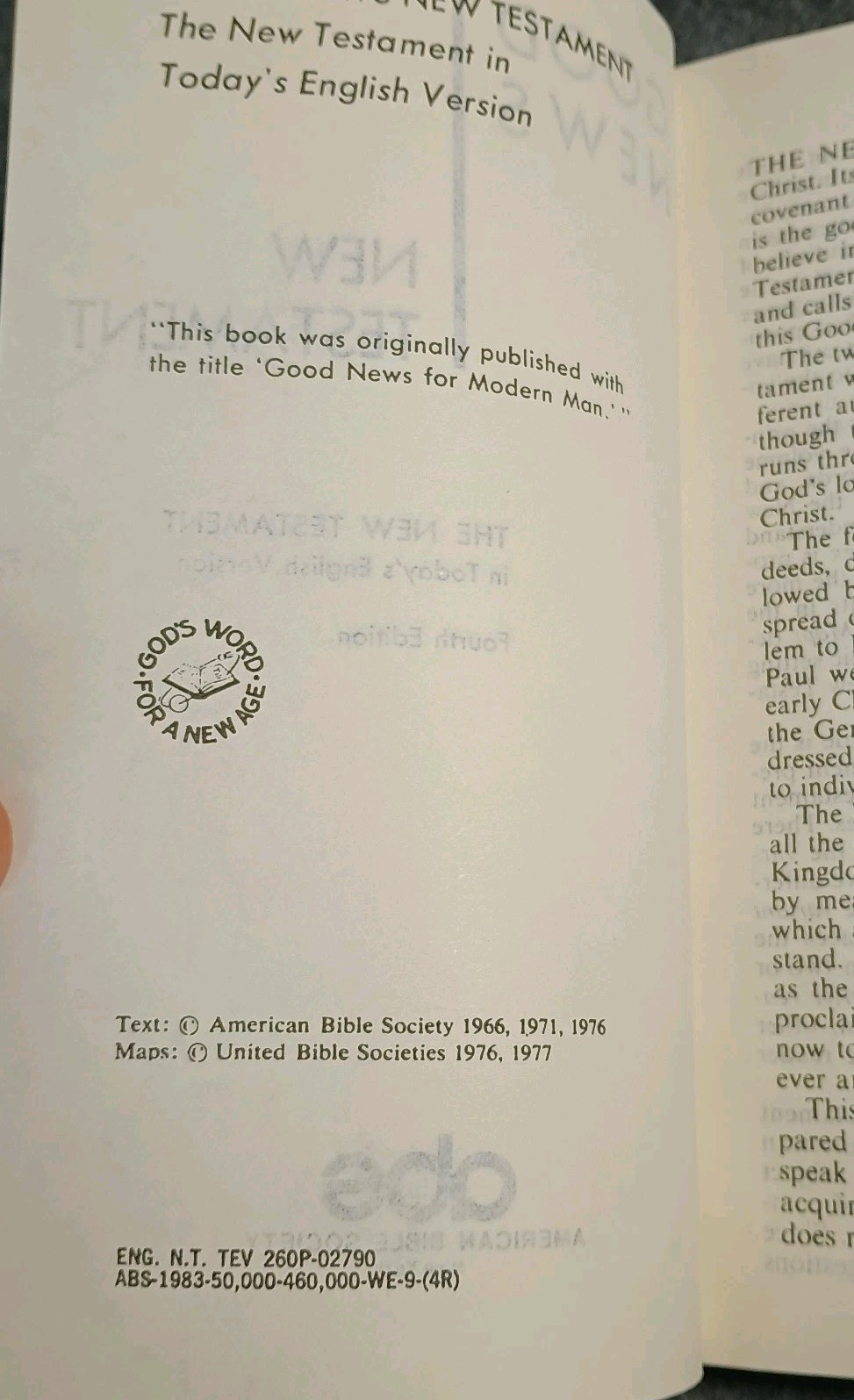 Good News New Testament In Today&rsquo;s English Version 4th Edition Paperback