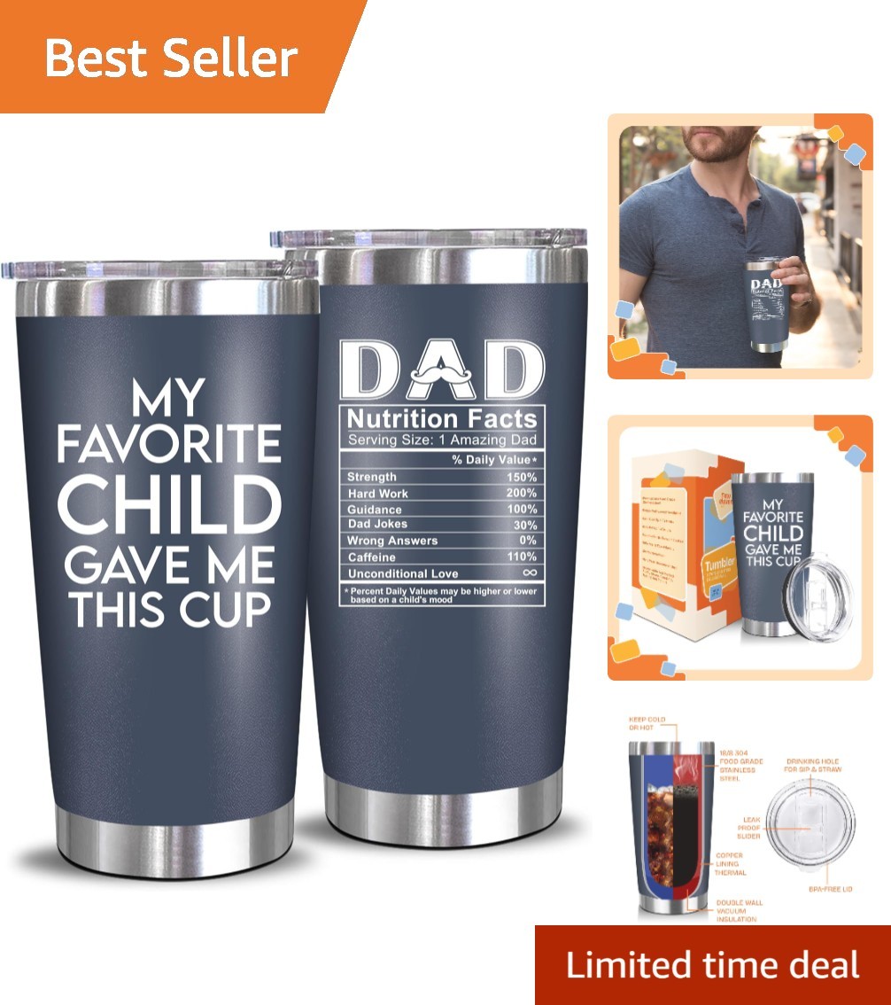 Insulated 20 oz Dad Tumbler – Perfect Gift from Daughter or Son for Father&rsquo;s Day