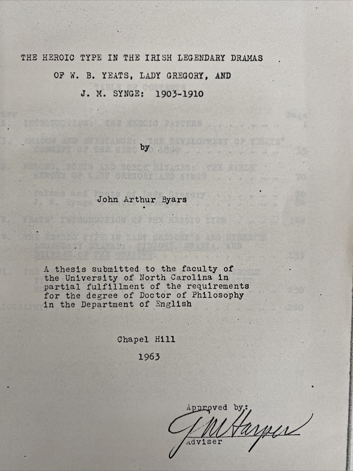 The Heroic Type In The Irish Legendary Dramas by J Byars 1963 Facsimile Thesis