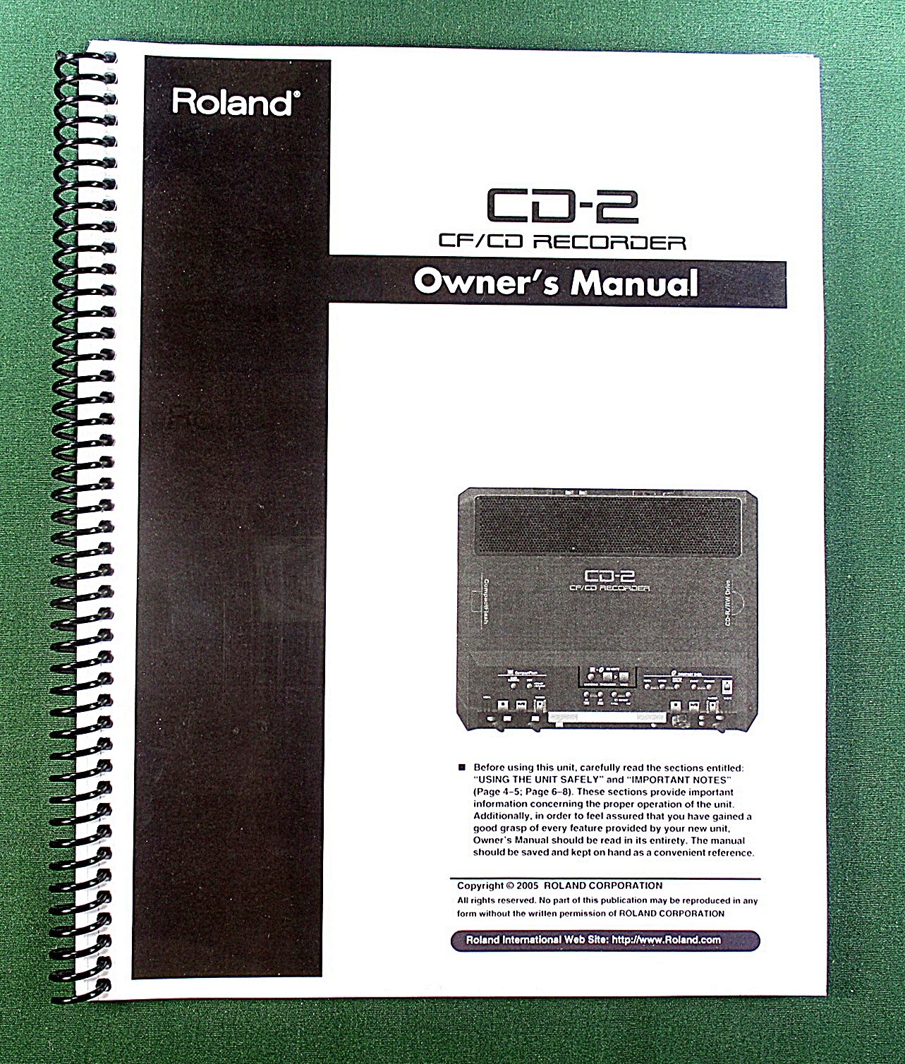 Roland CD-2 Owner&rsquo;s Instruction Manual: 96 Pages & Protective Covers!