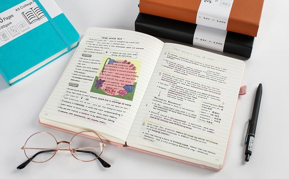 Thick College Ruled Notebook with 366 Numbered Pages, A5 Journals for Writing…
