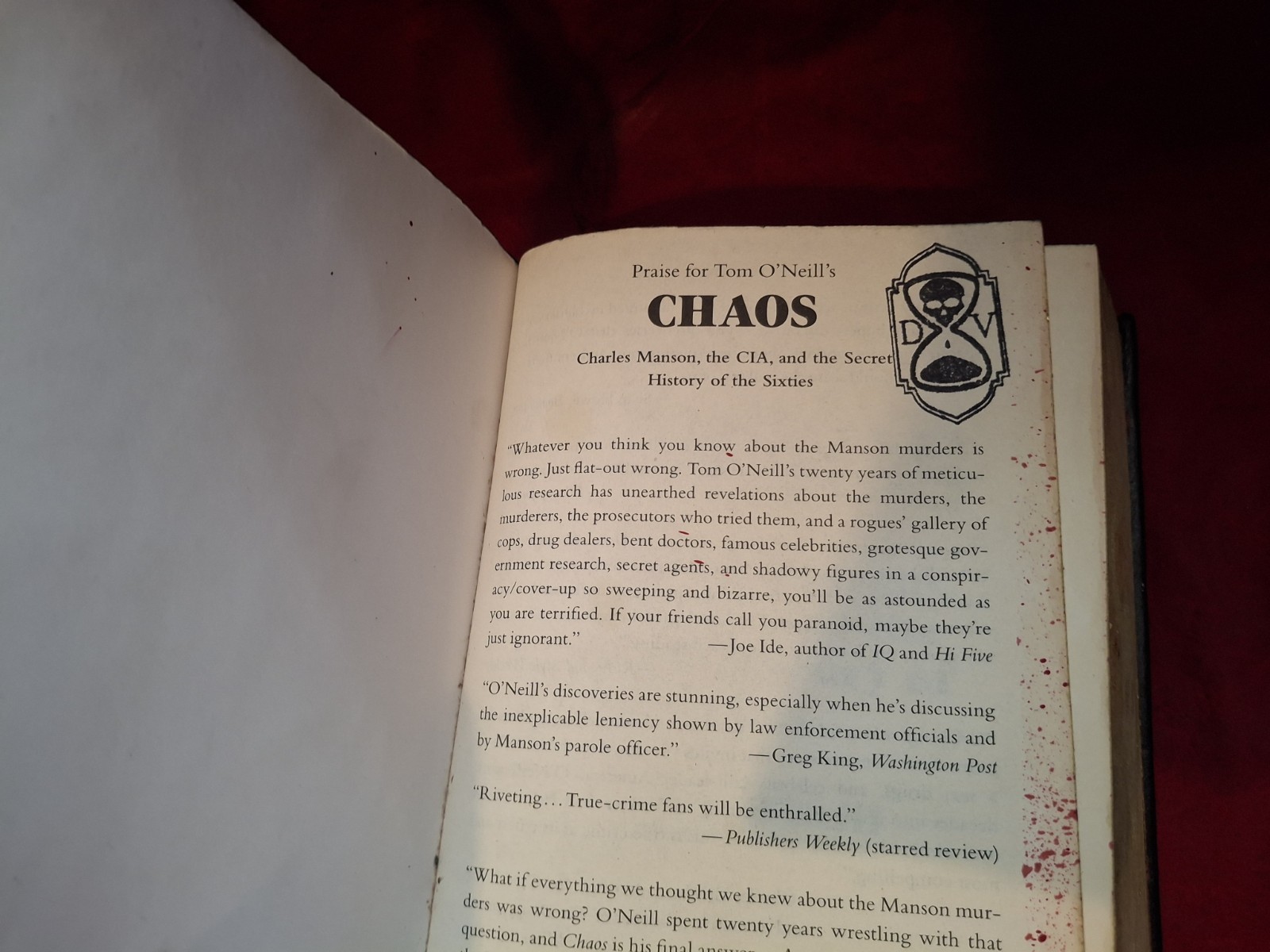 Chaos-Tom O&rsquo;Neill-FORE EDGE PAINTING Leather Red Gold Skull One-of-a-Kind Manson