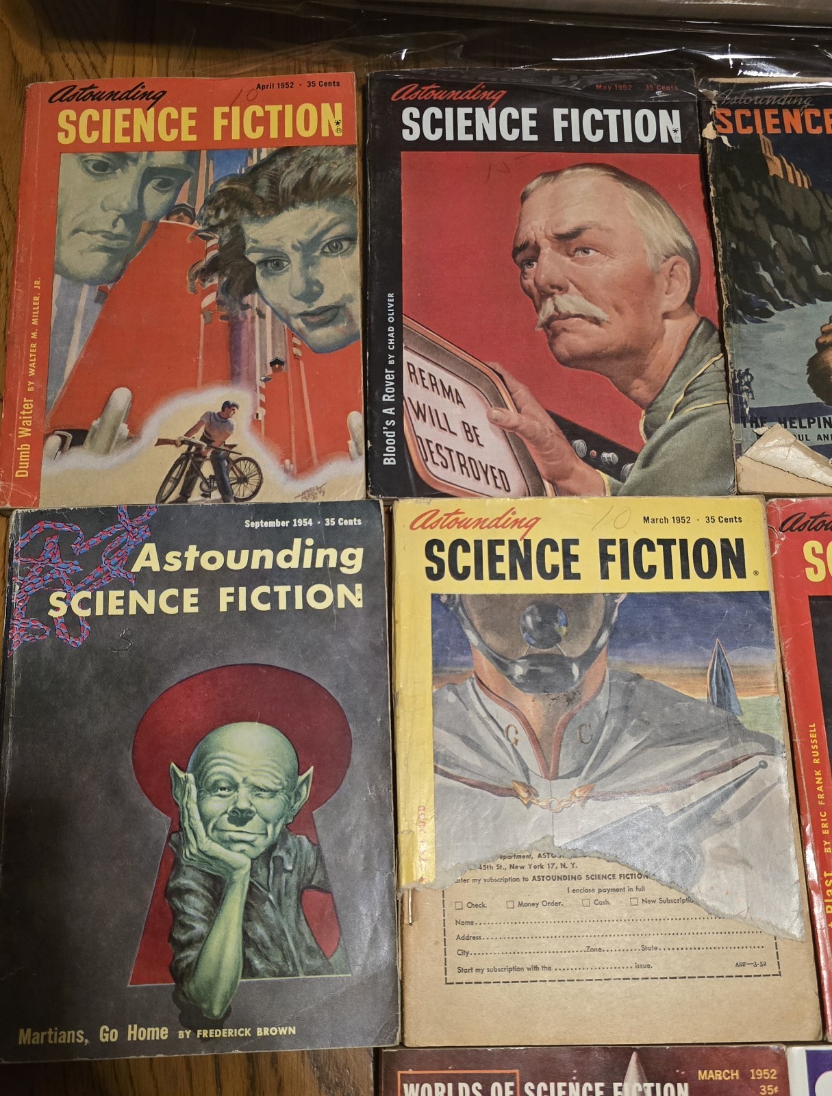 Lot of 10 Different Vintage 1950&rsquo;s Astounding Science Fiction Pulp Magazines