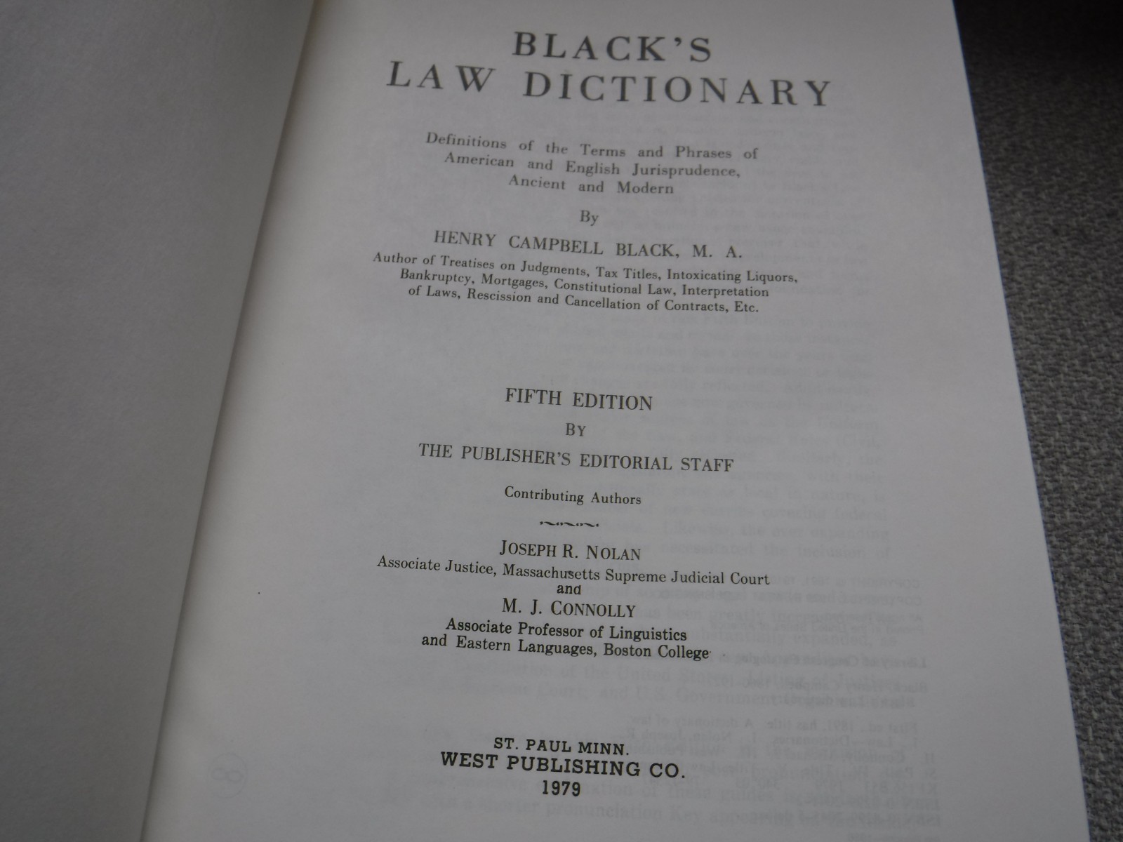 Black&rsquo;s Law Dictionary Fifth Edition with Pronunciations 1979 Hardcover West Pub