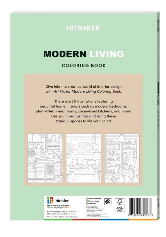 Hinkler Art Making Modern Living Coloring Book for Adults 72 Pages
