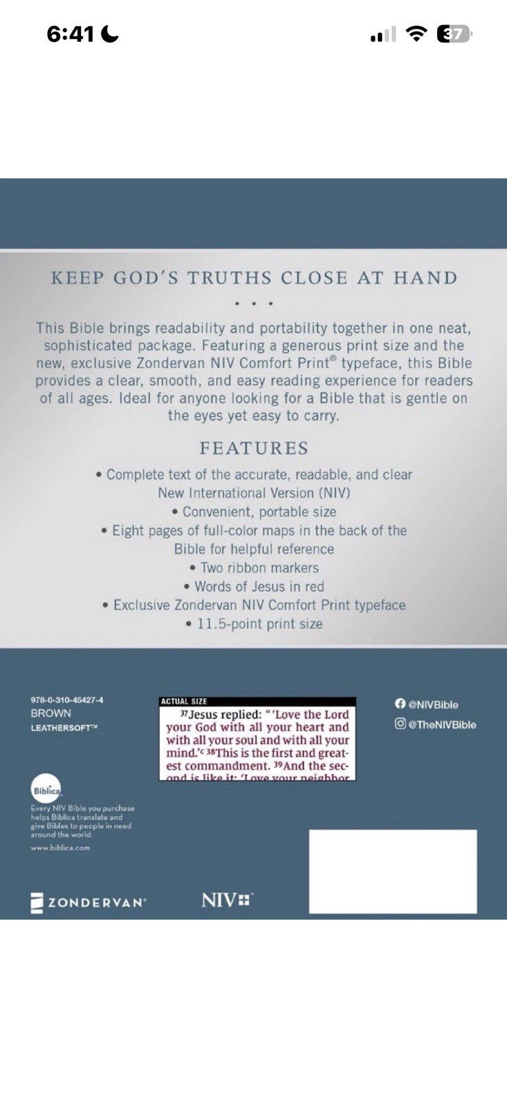 SNAP CLOSURE NIV LARGE PRINT(11.5pt) Premium Personal Bible, Brown Leathersoft,