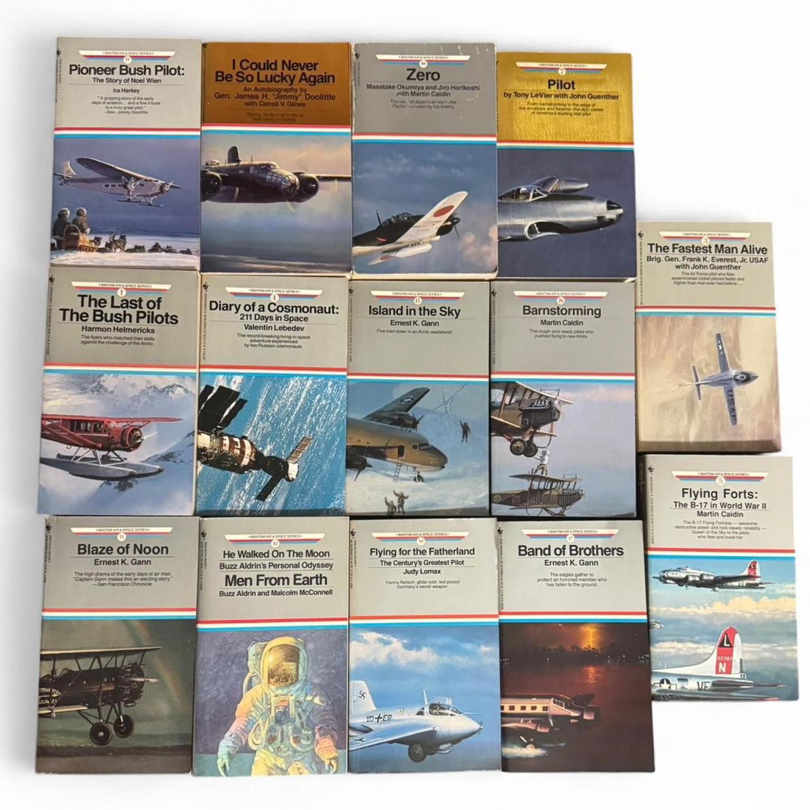 14 Vintage Bantam Air and Space Series book lot. 1990s Military Aviation War