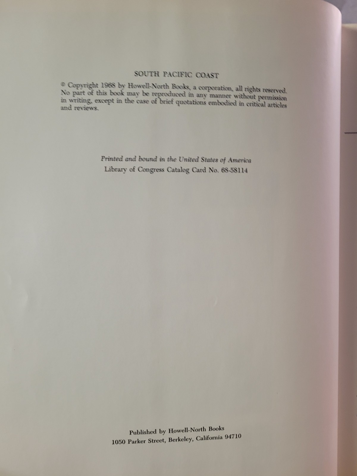 South Pacific Coast Hardcover Dust Jkt MacGregor 280 pages Photos Good Condition