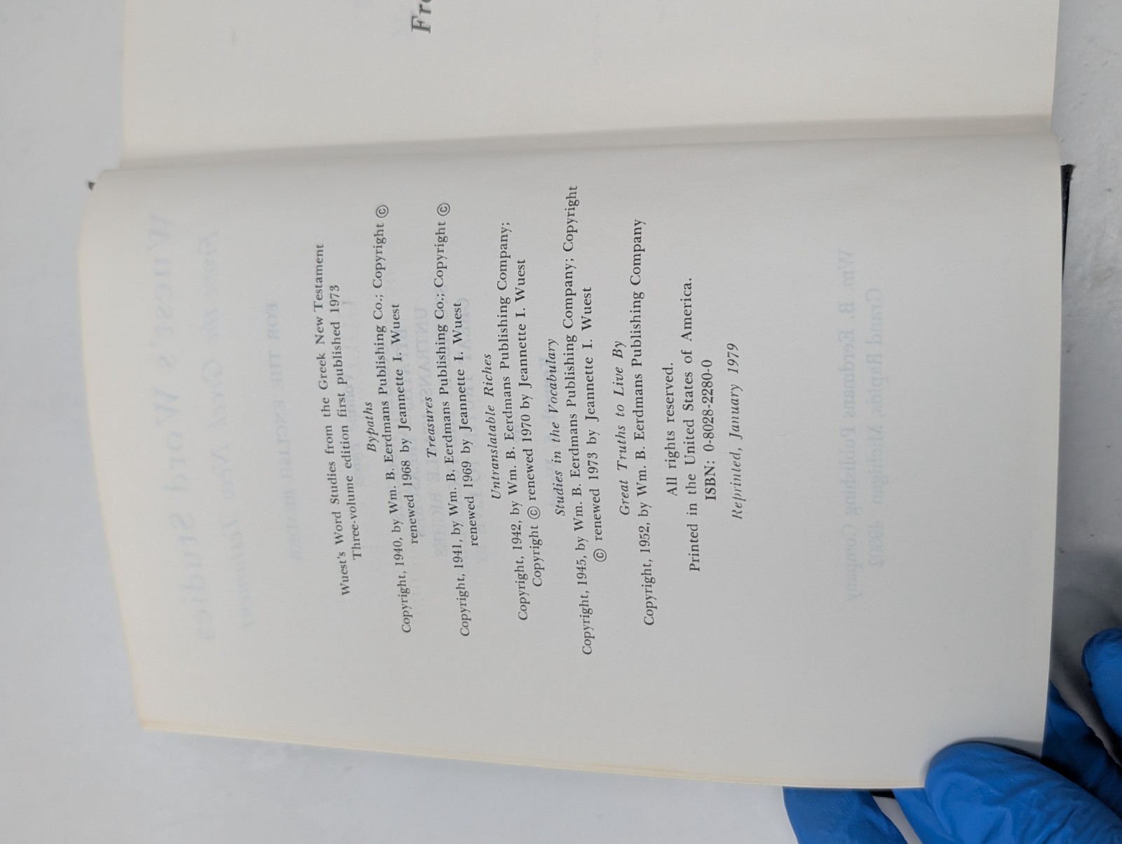 Wuest&rsquo;s Word Studies From The Greek New Testament Volume 3 III HC 1979