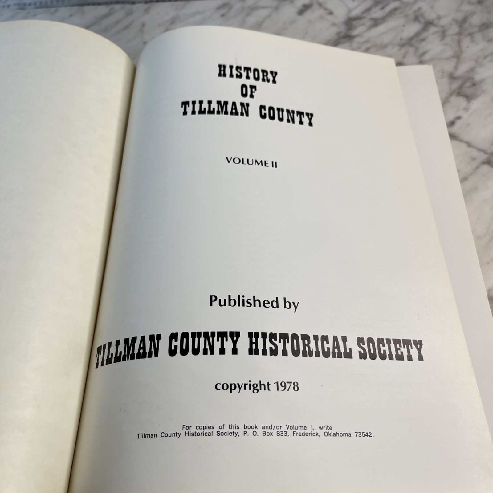 History of Tillman County OK Volume II Hardcover Book 1978 Historical Society