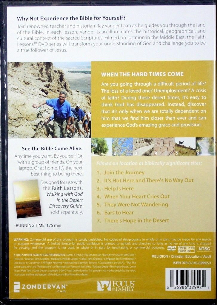 Faith Lessons Volume 12 Walking With God In The Desert Ray Vander Laan NEW DVD