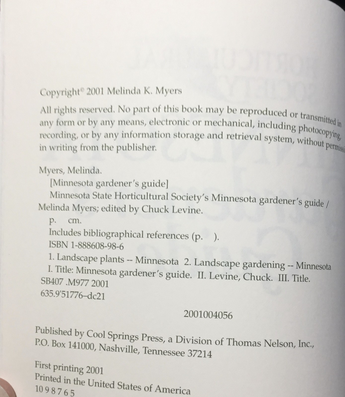 Book, MN Gardener&rsquo;s Guide, Paperback, M. Myers, Cool Springs Press, 2001