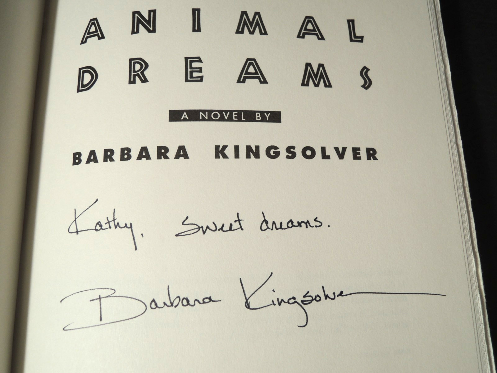 Animal Dreams Signed by Barbara Kingsolver Hardcover Dust Jacket First Edition